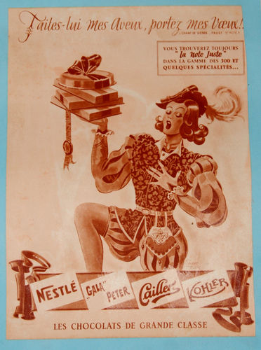 fransk vintage plakat: chokolade – Nestle 1930'erne – retro -design.dk