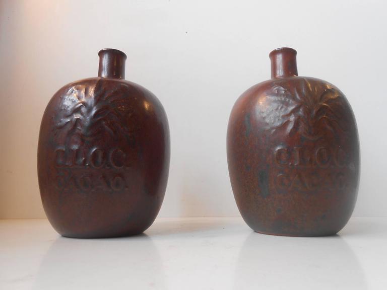 Et par Bang vaser / flasker af keramik m. glasur – retro-design.dk