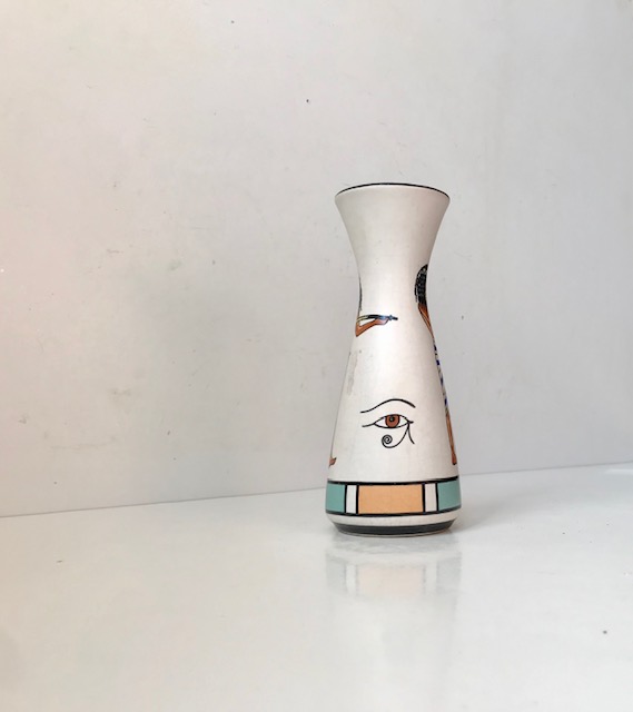 Gensidig rør Moralsk uddannelse Vintage håndmalet egyptisk keramik vase – retro-design.dk